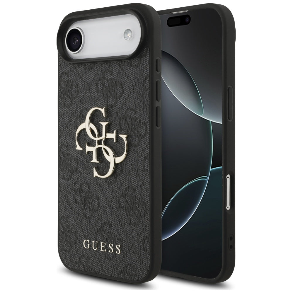 Guess iPhone Air - 4G Big Logo - Σκληρή Θήκη με Πλαίσιο Σιλικόνης και Επένδυση Συνθετικού Δέρματος - Black - GUHCP17M4GMGGR