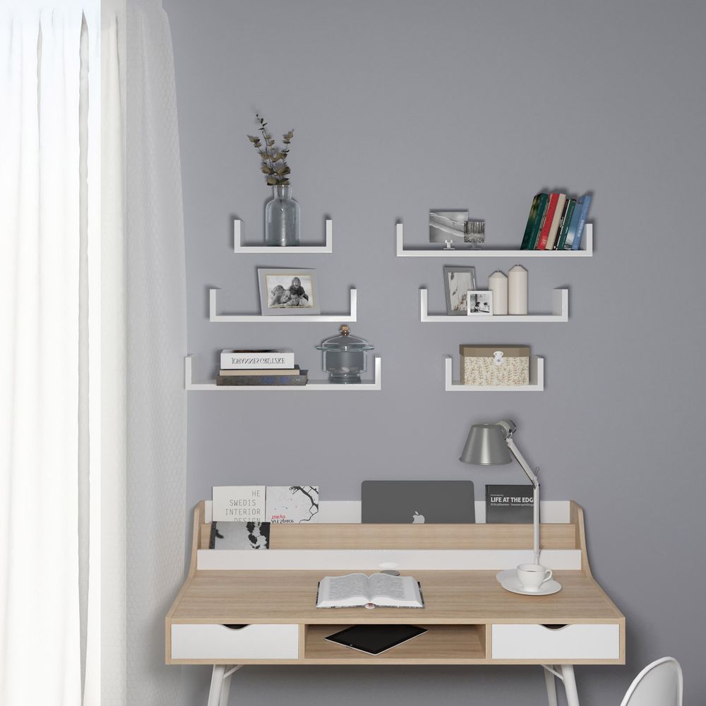 Songmics Σετ με 3 Επιτοίχια Ράφια Διαφορετικού Μεγέθους - White - LWS66W