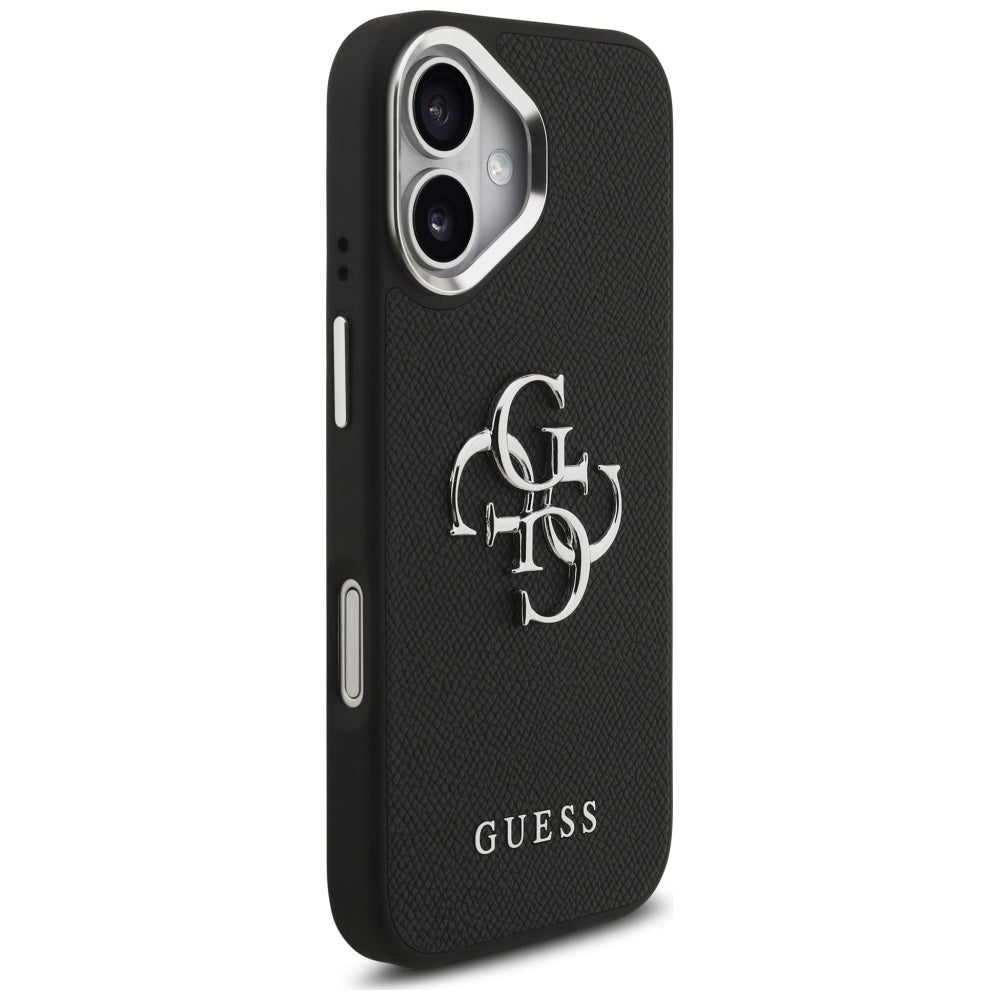 Guess iPhone 17 - Grained Big 4G Classic Logo - Σκληρή Θήκη με Επένδυση από Οικολογικό Δέρμα - Black - GUHCP17SPG4SMCEK