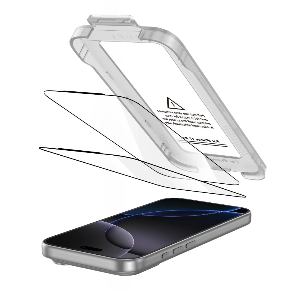 Tech - Protect iPhone 17 Pro - Quick Set+ - Σετ με 2 Full Screen Αντιχαρακτικά Γυαλιά Οθόνης με Οδηγό Τοποθέτησης - Black