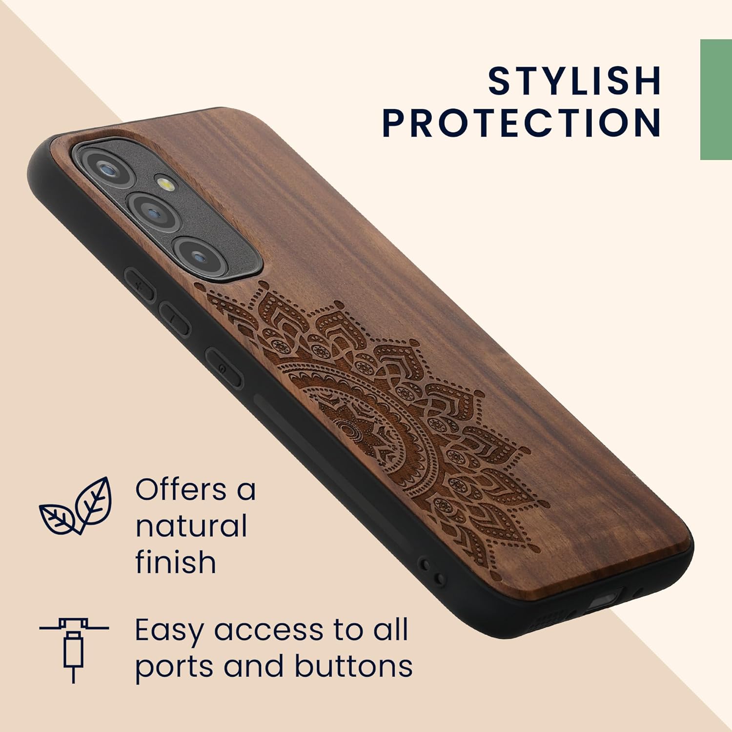 KW Samsung Galaxy A54 5G Θήκη από Φυσικό Ξύλο - Design Rising Sun - Dark Brown - 60799.03