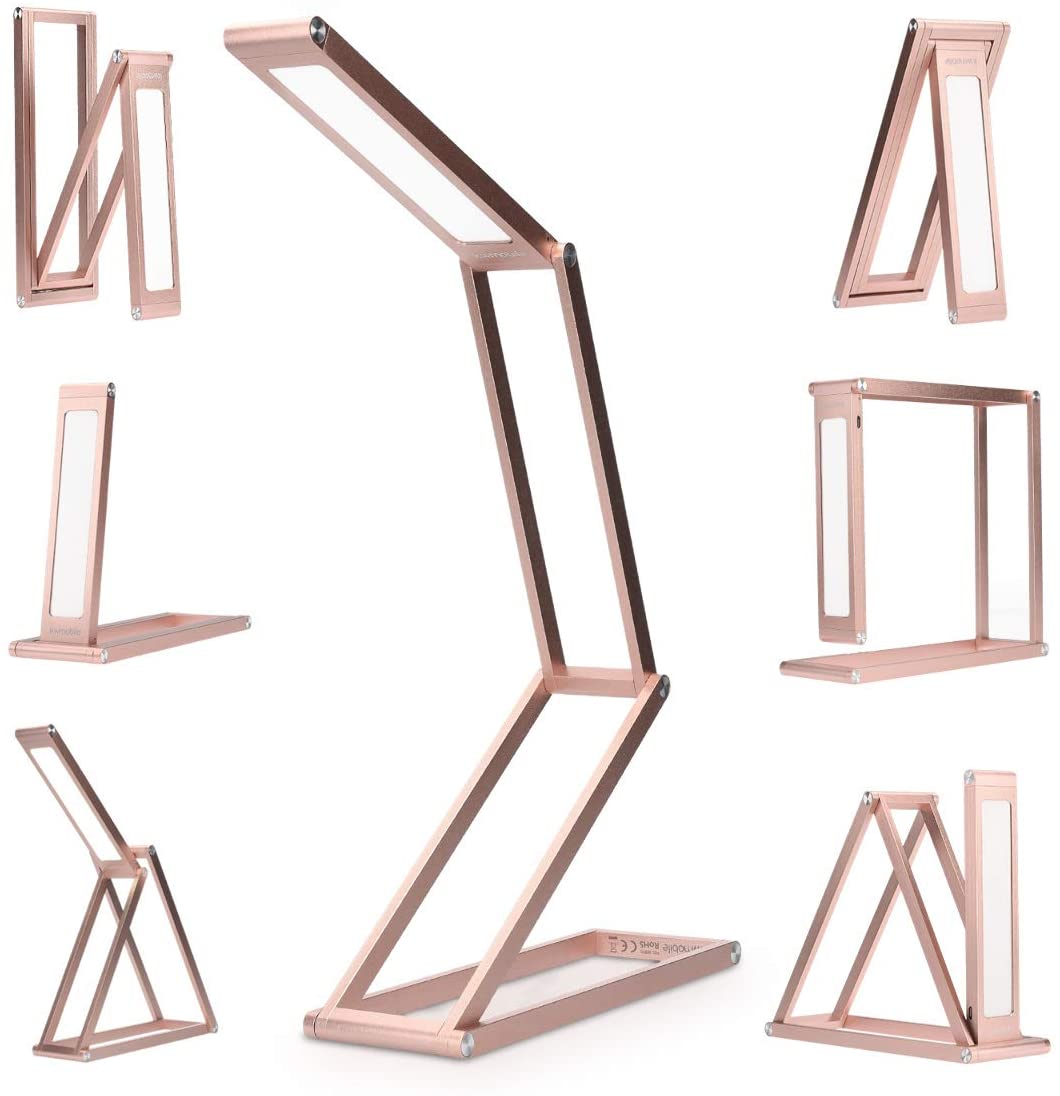 KW LED Folding Desk Lamp Επαναφορτιζόμενο Αναδιπλούμενο Μεταλλικό Φωτιστικό με καλώδιο Micro USB - Rose Gold - 40590.81