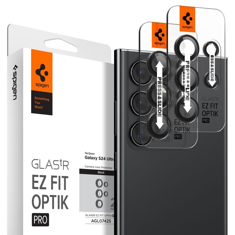 Spigen Samsung Galaxy S24 Ultra Optik.TR EZ Fit Αντιχαρακτικό Γυαλί για την Κάμερα - 2 Τεμάχια - Black