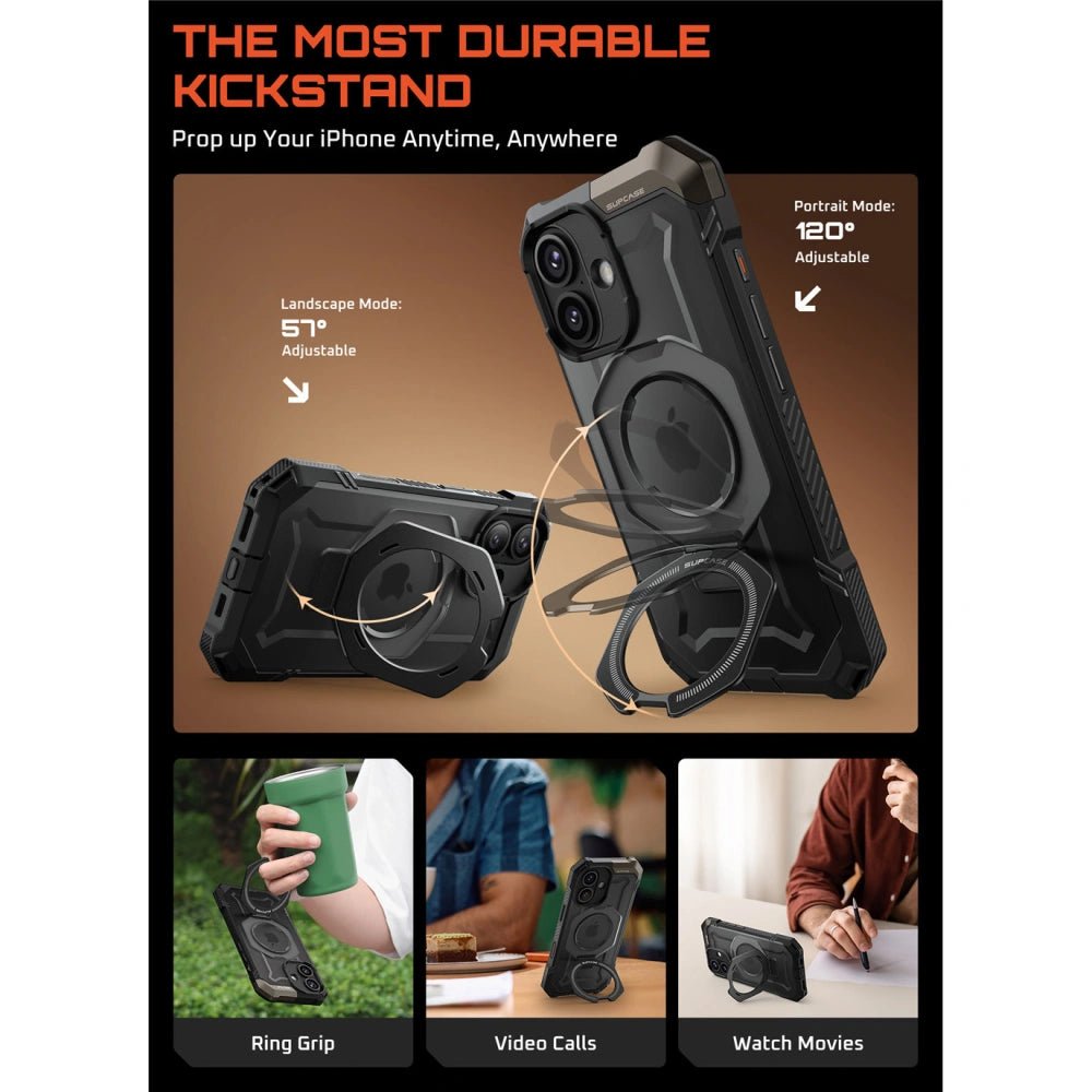 Supcase iPhone 17 - UB Grip Mag - Σκληρή Θήκη με MagSafe και Stand - Black