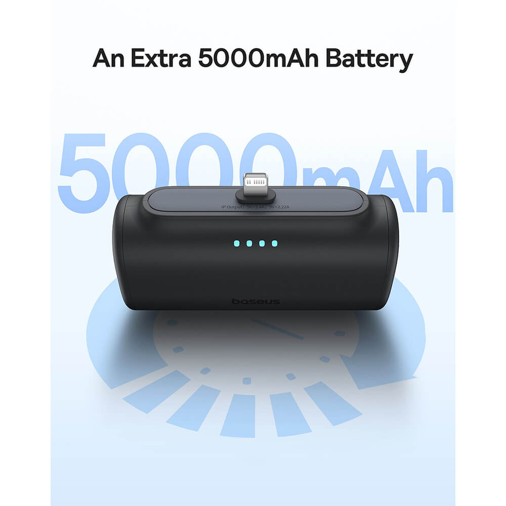 Baseus Compact Series Lightning - PowerBank 5000mAh 20W με Καλώδιο Type-C to Type-C - Black - P10068307113-00