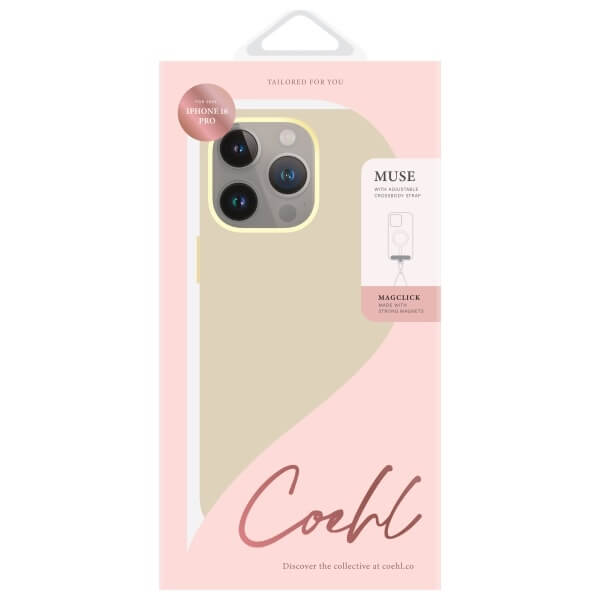 Uniq iPhone 16 Pro - Coehl Muse - Σκληρή Θήκη με Επένδυση Συνθετικού Δέρματος και Λουράκι - Cream