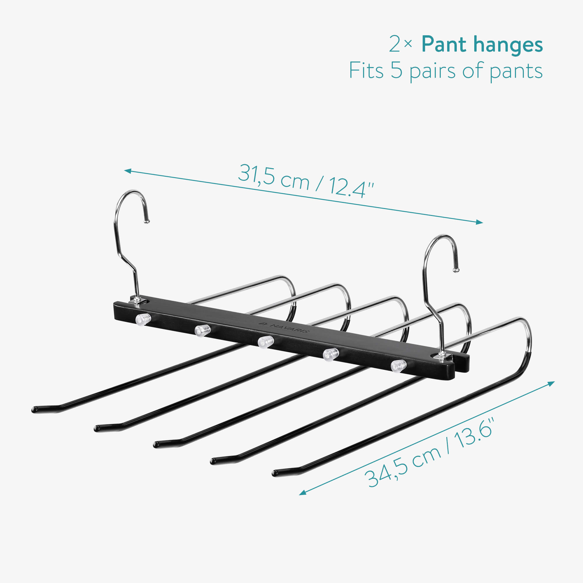 Navaris Σετ με 2 Κρεμάστρες Παντελονιών - Black - 56081.03.01