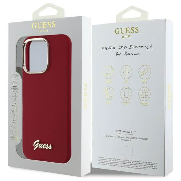 Guess iPhone 16 Pro - Silicone Script Metal Logo and Frame - Σκληρή Θήκη με Πλαίσιο Σιλικόνης - Magenta - GUHCP16LSMBSLM