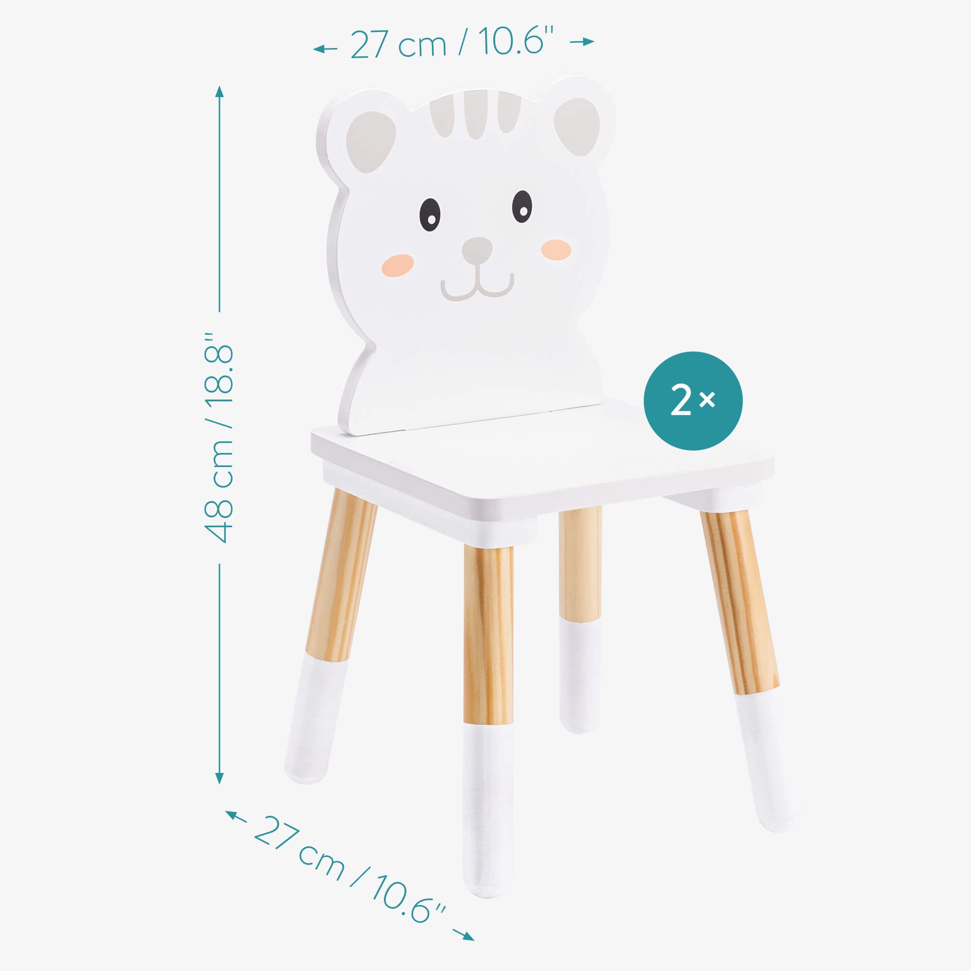 Navaris Σετ Παιδικού Καθίσματος - Design Cat - White / Light Brown - 55340.01