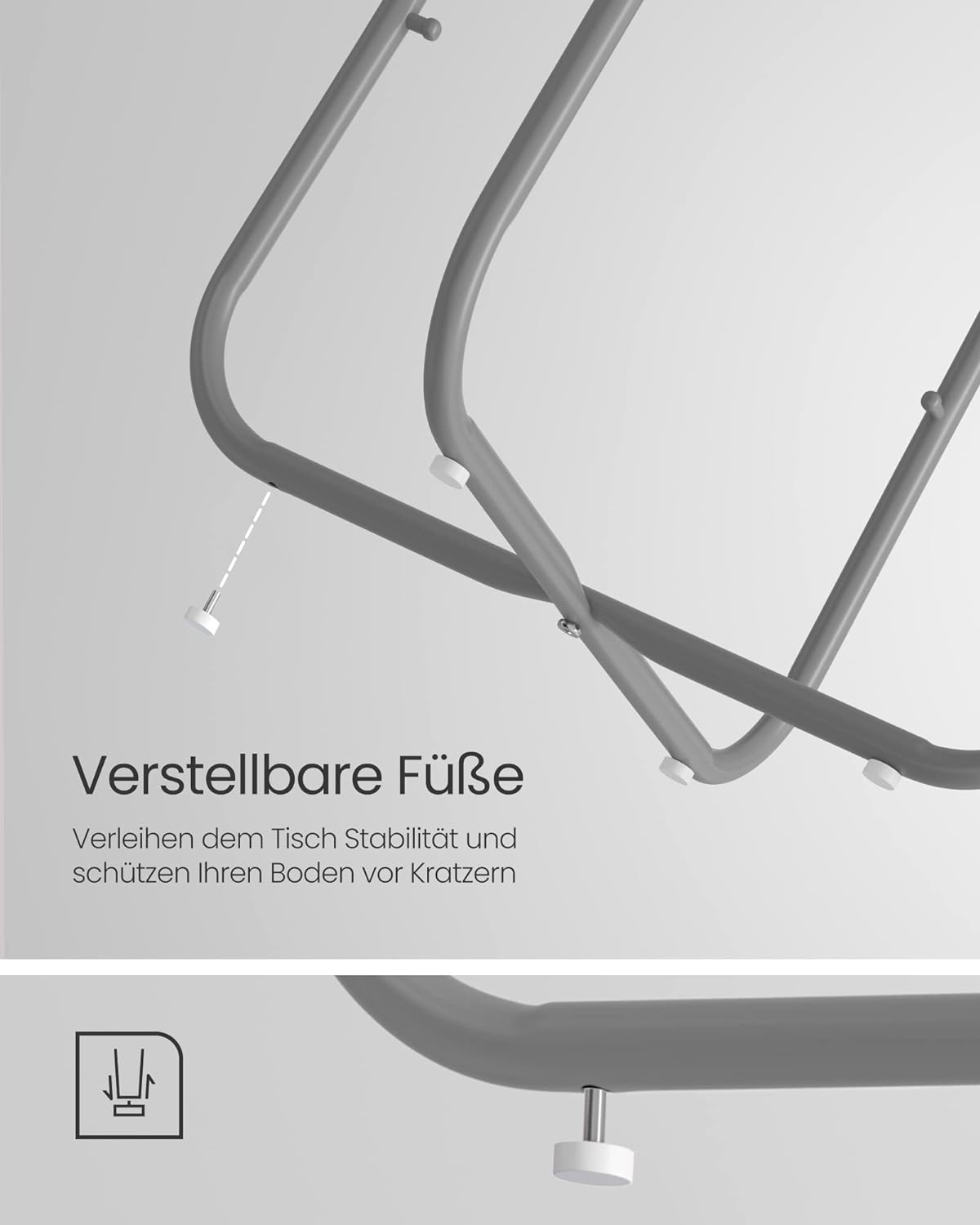 Vasagle Στρόγγυλο Βοηθητικό Τραπέζι με Υφασμάτινο Καλάθι Αποθήκευσης - Cement Grey / Cloud White - LET223G49