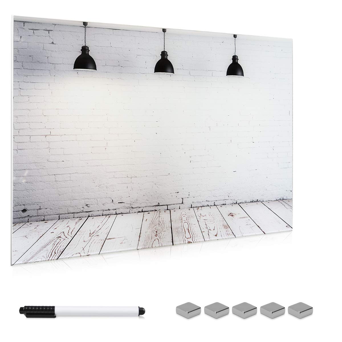 Navaris Magnetic Glass Memo Board Μαγνητικός Γυάλινος Πίνακας - 90 x 60cm - Design Industrial - 45723.06