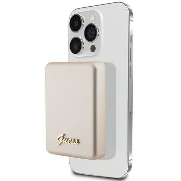 Guess PowerBank 15W - MagSafe Metal Script Logo - 5000 mAh - Gold - GUPBM5ALGSGD