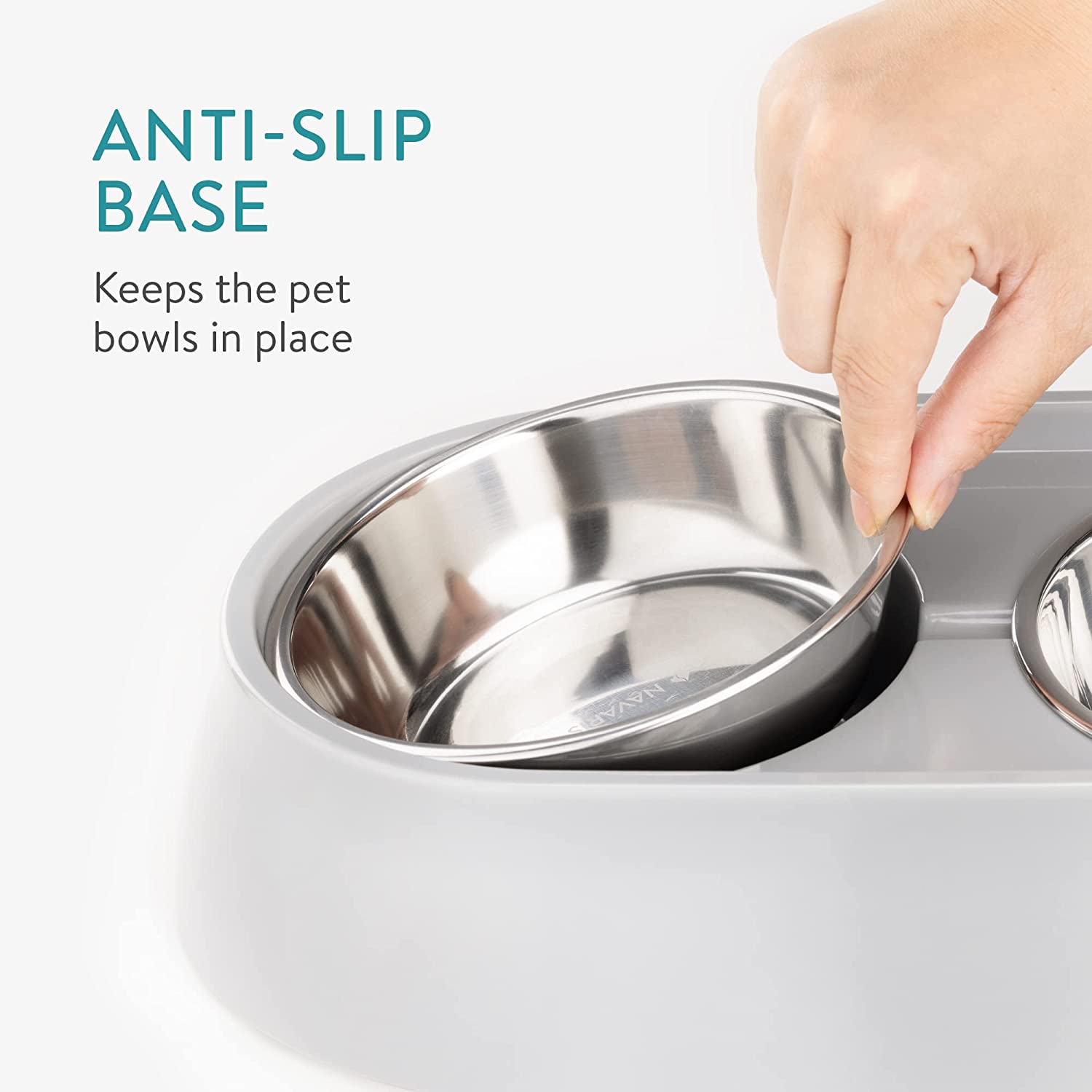 Navaris Σετ με 2 Μπολ Φαγητού και Νερού από Ανοξείδωτο Ατσάλι με Βάση για Κατοικίδια - 58235.2