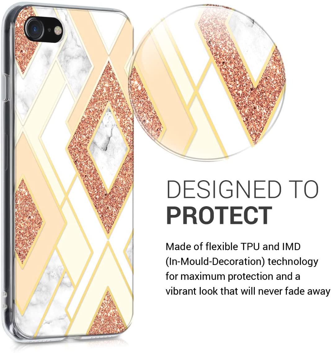 KW iPhone SE 2022 / SE 2020 / 7 / 8 Θήκη Σιλικόνης TPU Design Diamond Mix - Gold / Copper / Beige - 51618.04