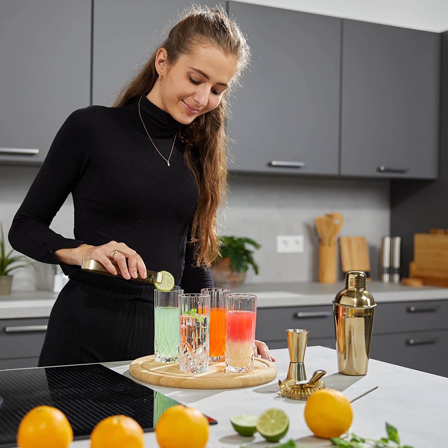 Relaxdays Σετ Κοκτέιλ 5 Τεμαχίων από Ανοξείδωτο Ατσάλι - Gold - 4052025983260