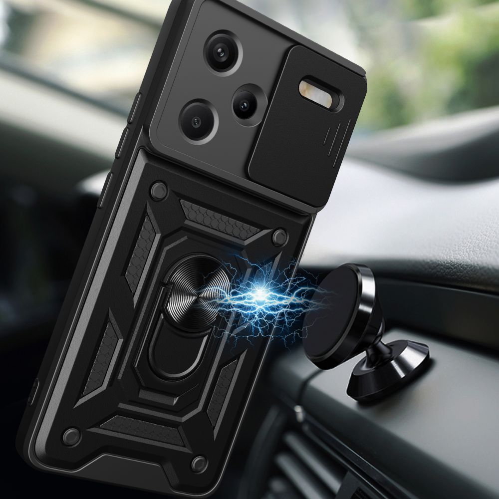 Tech-Protect Xiaomi Redmi Note 13 Pro+ 5G Camshield Pro Σκληρή Θήκη με Πλαίσιο Σιλικόνης και Δαχτυλίδι Συγκράτησης - Black
