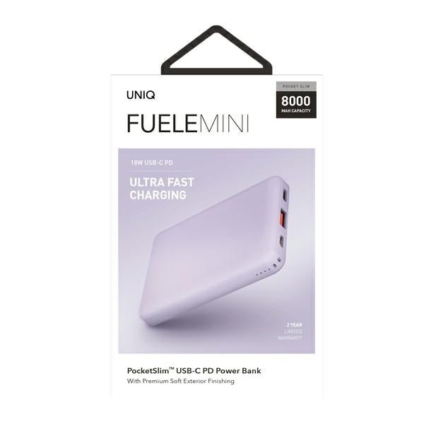 Uniq Fuele Mini PowerBank 8000mAh 18W με Καλώδιο UBS to Type - C - Lavender