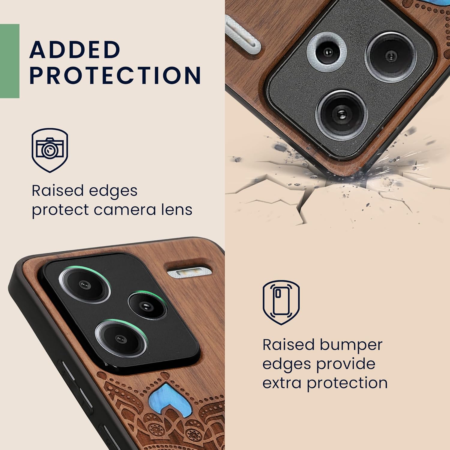 KW Xiaomi Redmi Note 13 Pro+ 5G Θήκη από Φυσικό Ξύλο - Design Rising Sun - Dark Brown / Mother of Pearl