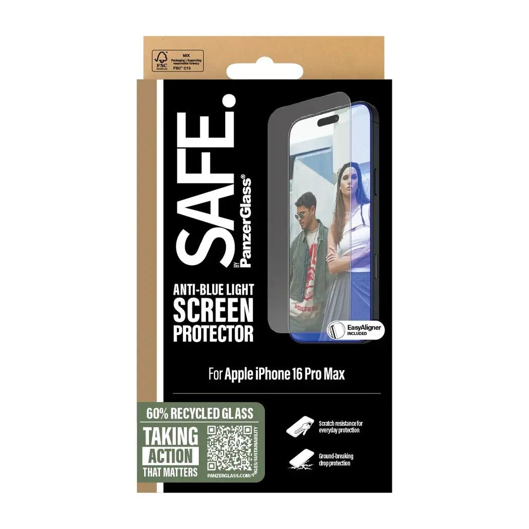 Safe by PanzerGlass iPhone 16 Pro Max Ultra - Wide Fit Anti - Blue Light Screen Protector Αντιχαρακτικό Γυαλί Οθόνης - Διάφανο - SAFE95882