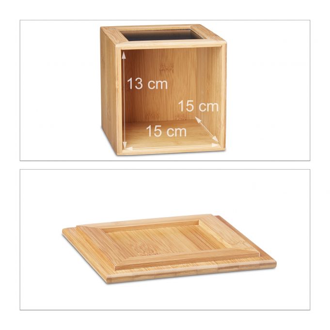 Relaxdays Κουτί Αποθήκευσης από Bamboo με Καπάκι και Μαυροπίνακα - Natural - 4052025215750