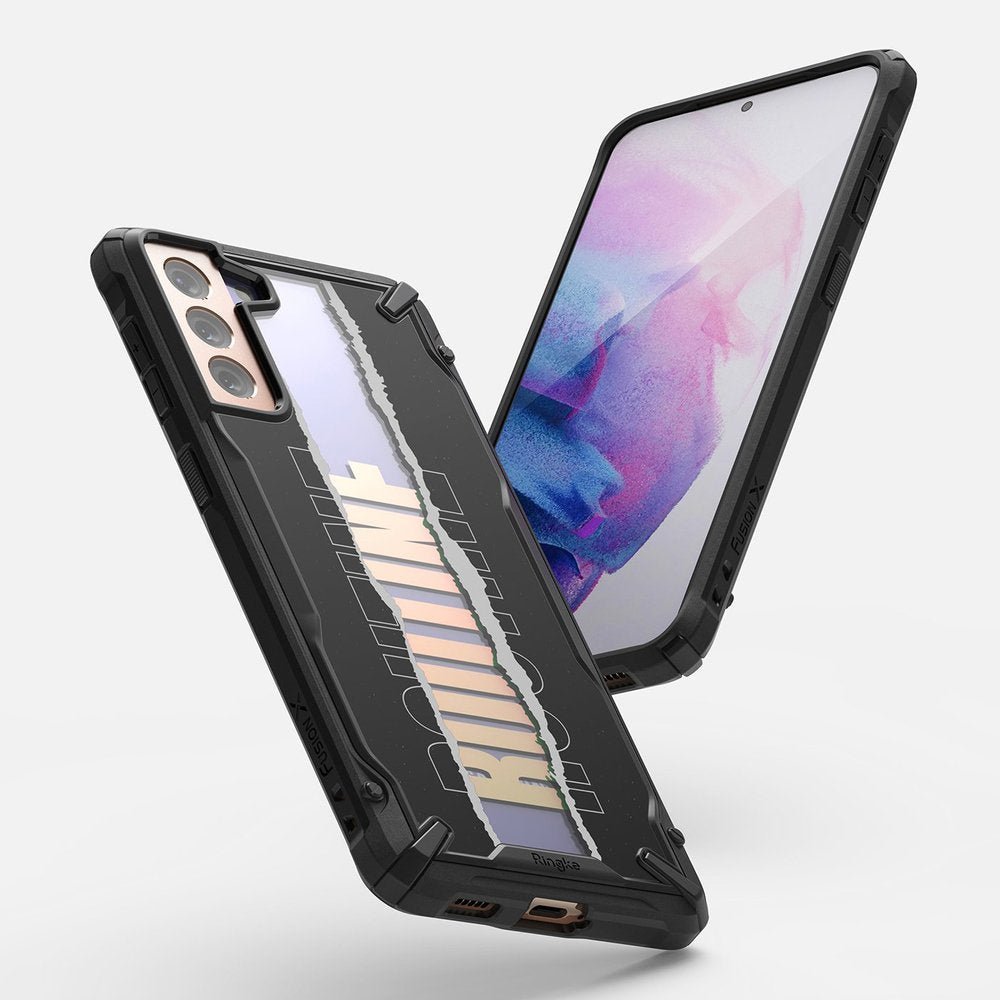 Ringke Samsung Galaxy S21 Plus Fusion X Σκληρή Θήκη με Πλαίσιο Σιλικόνης - Design Routine - Black - Διάφανη
