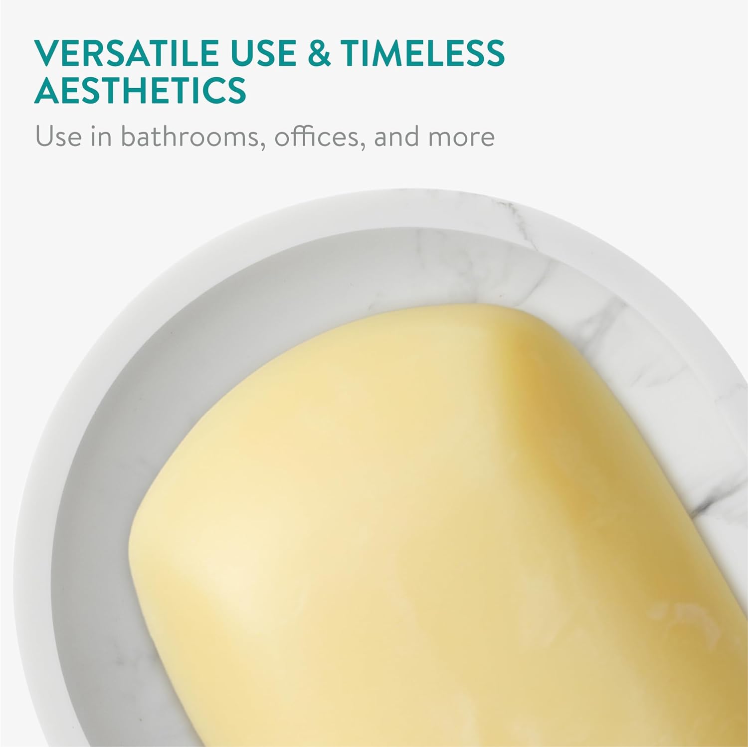 Navaris Διακοσμητικός Οβάλ Δίσκος από Πολυρητίνη - Design Marble - 22.5 x 12.5 x 2.7 cm - White - 55578.02.01