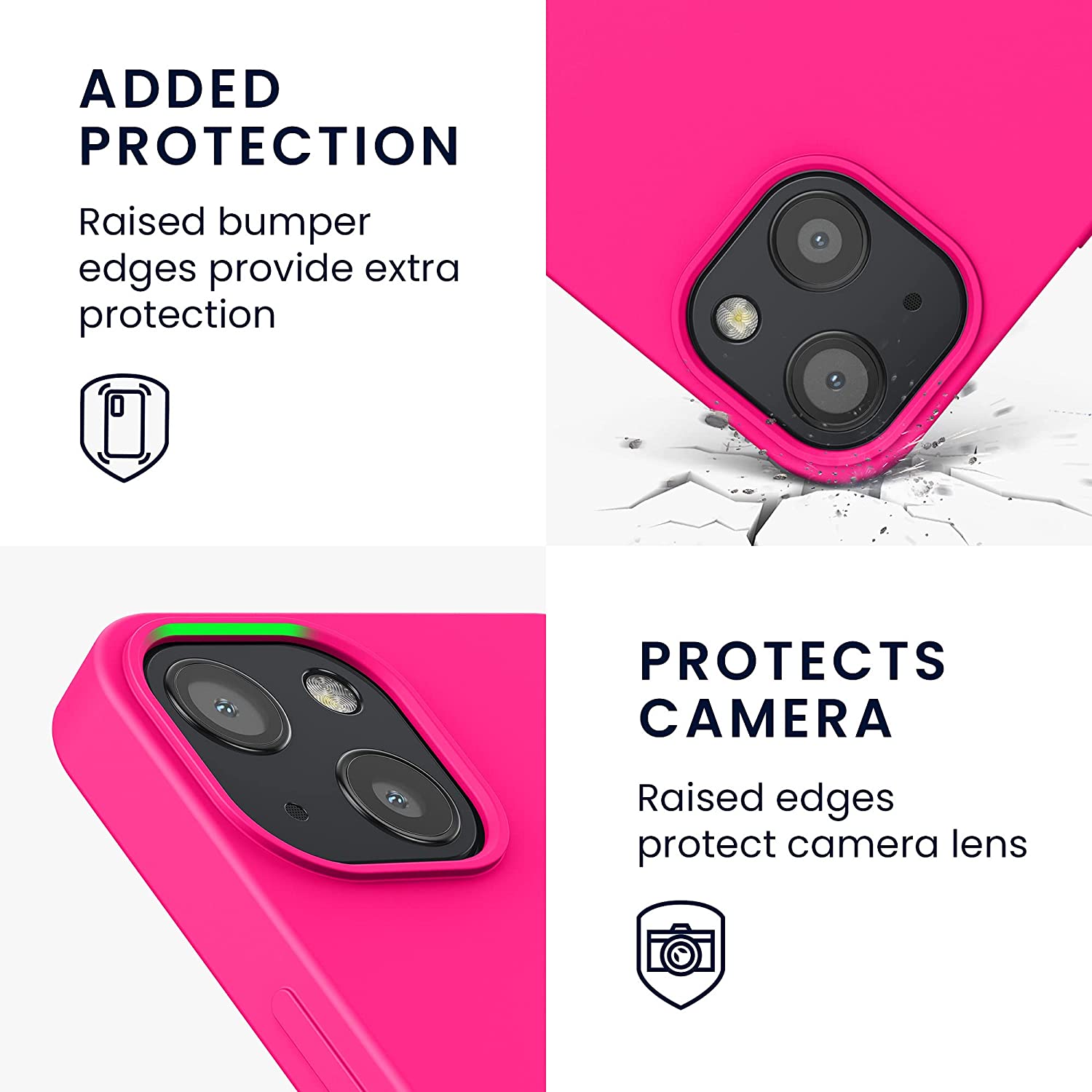 KW iPhone 13 Θήκη Σιλικόνης Rubberized TPU - Neon Pink - 55948.77