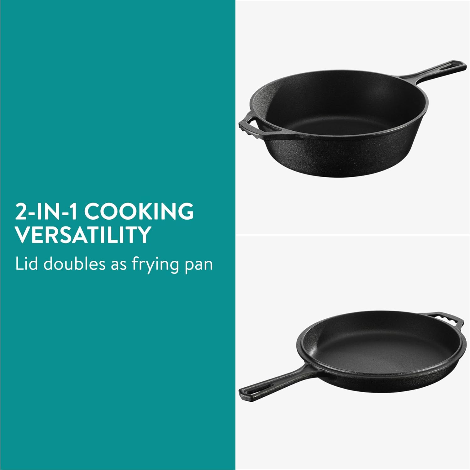 Navaris Μαντεμένιο Βαθύ Tηγάνι με Καπάκι / Τηγάνι - 3.4 L - Black - 61695.01