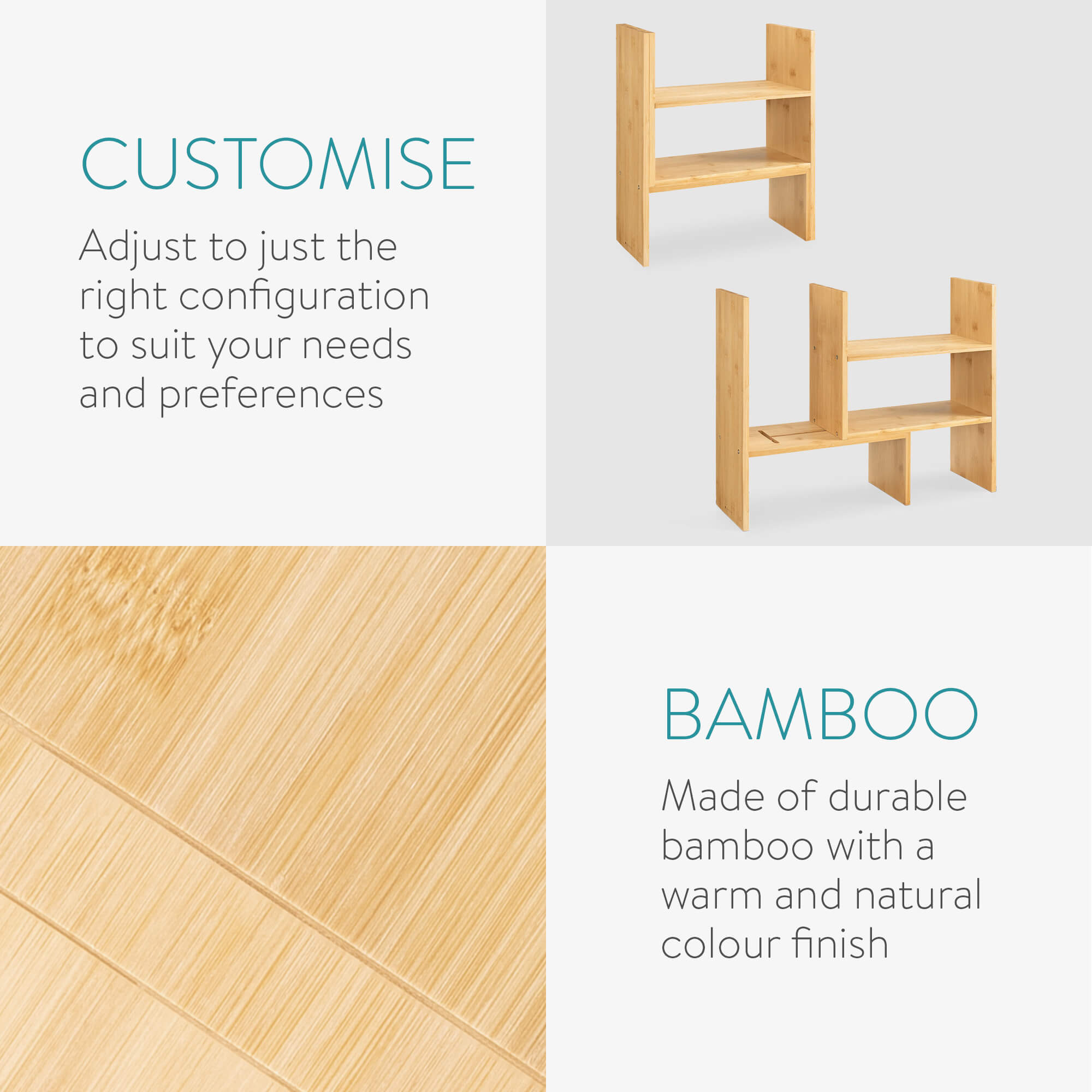 Navaris Βάση Οργάνωσης Γραφείου από Μπαμπού - Light Brown - 54165.24