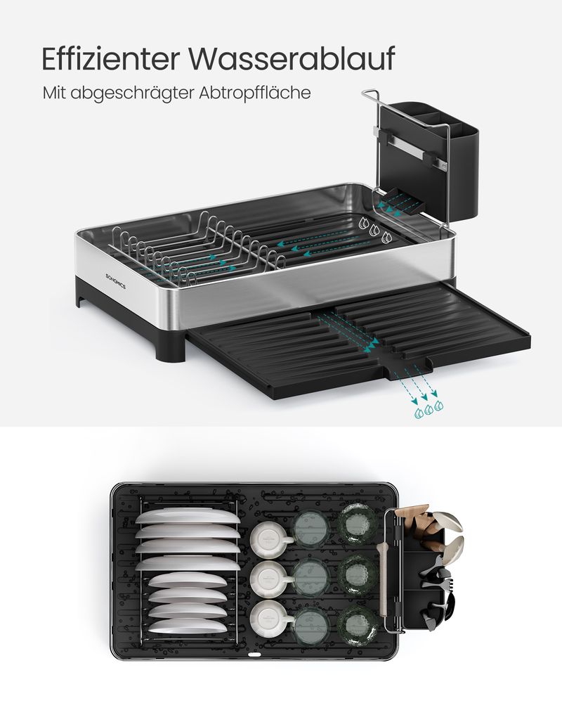 Songmics Στεγνωτήριο Πιάτων και Μαχαιροπίρουνων - Silver / Black - KCS035B01