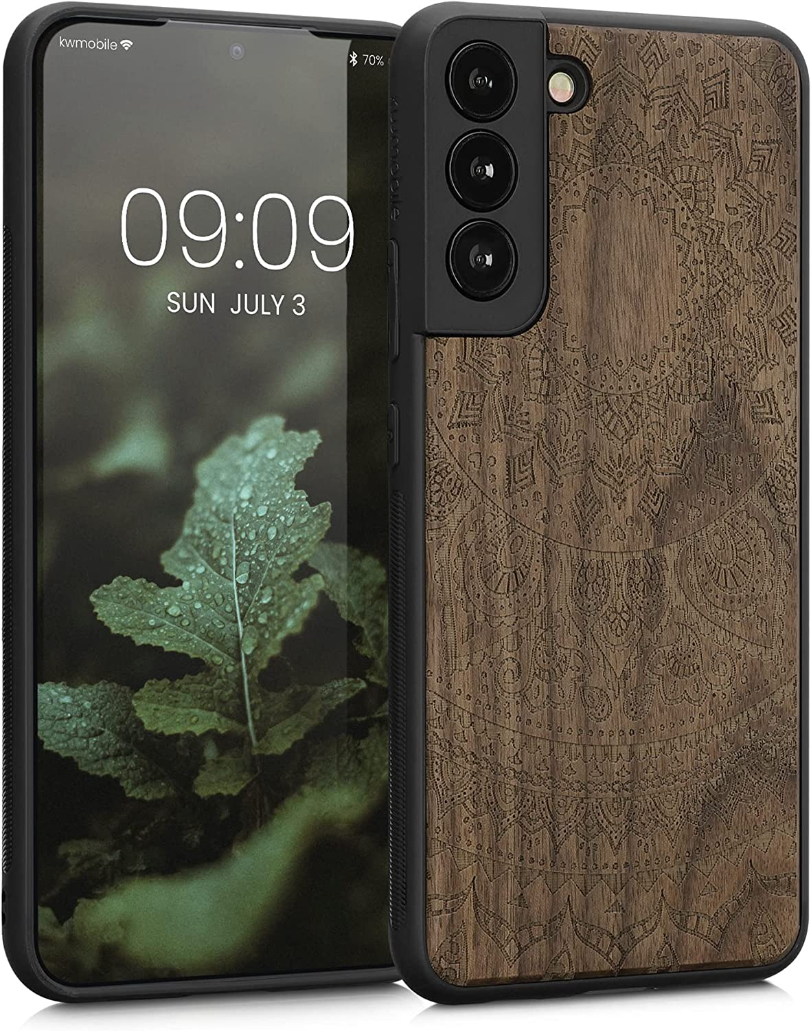 KW Samsung Galaxy S22+ Θήκη από Φυσικό Ξύλο - Design Indian Sun - Dark Brown - 58305.03