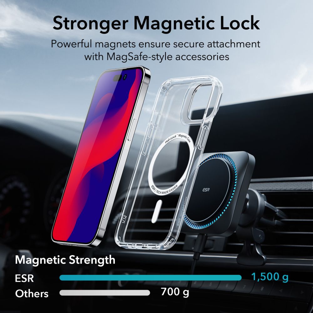 ESR iPhone 14 Pro Classic Kickstand Halolock MagSafe Σκληρή Θήκη με Πλαίσιο Σιλικόνης και Stand - Διάφανη