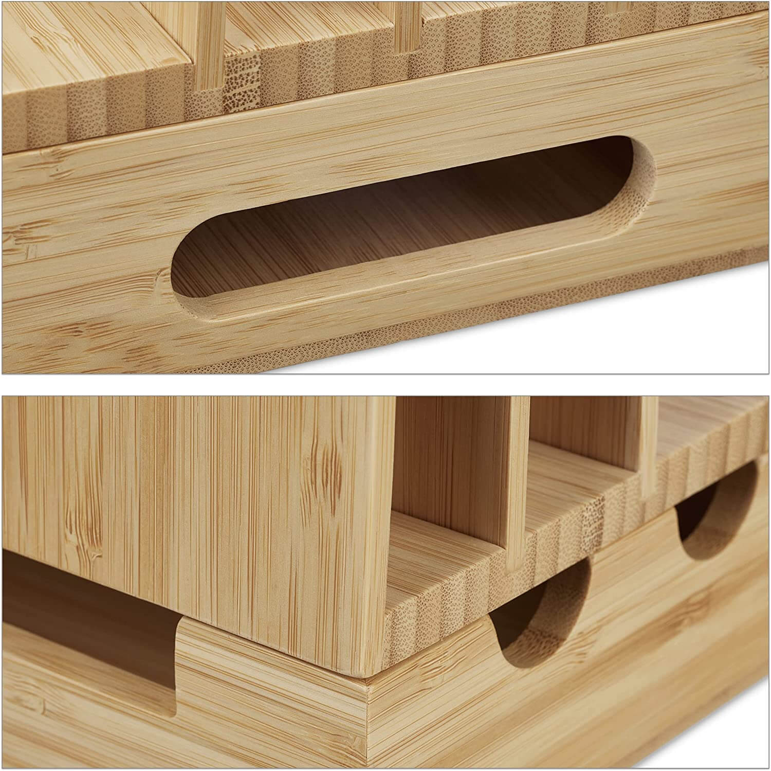 Relaxdays Σταθμός Οργάνωσης και Φόρτισης από Μπαμπού για Tablet, Smartphone και Apple Watch - Natural - 4052025447366