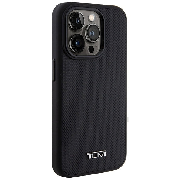 Tumi iPhone 15 Pro Leather Ballistic Pattern MagSafe Θήκη από Γνήσιο Δέρμα με MagSafe - Black