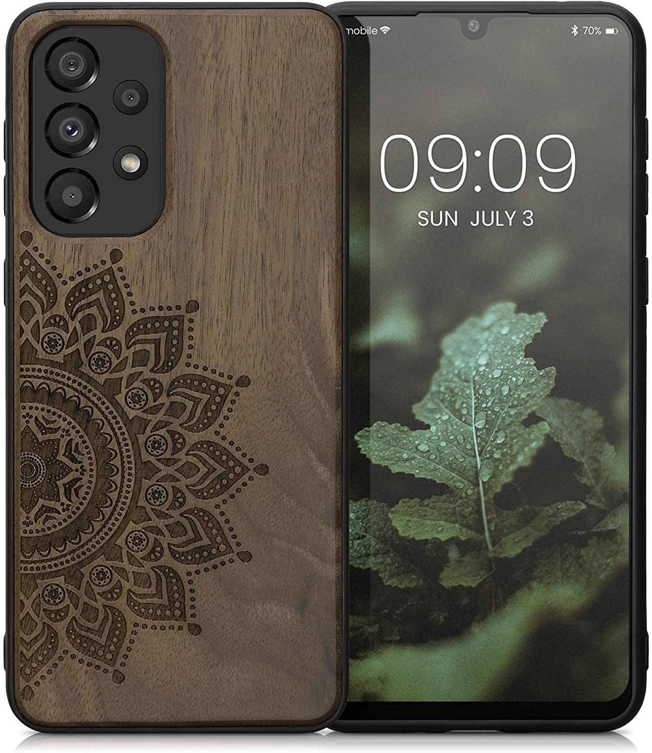 KW Samsung Galaxy A33 5G Θήκη από Φυσικό Ξύλο - Design Rising Sun - Dark Brown - 58316.01