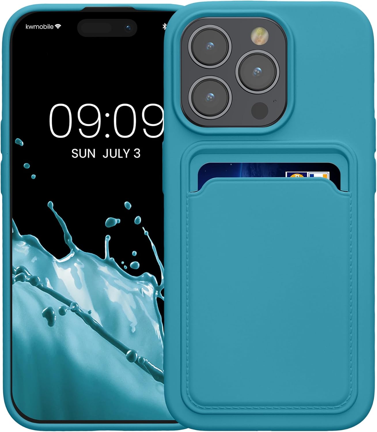 KW iPhone 15 Pro Θήκη Σιλικόνης TPU με Υποδοχή για Κάρτα - Matte Light Blue