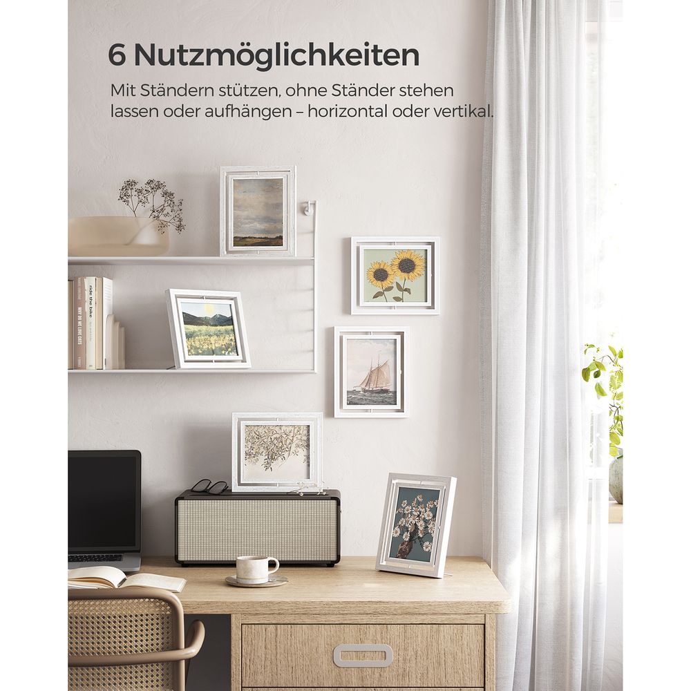 Songmics Σετ 2 Περιστρεφόμενων Κορνιζών για Φωτογραφίες - White - RPF258W01