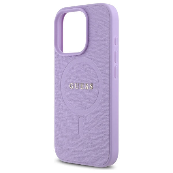Guess iPhone 16 Pro - Saffiano MagSafe - Σκληρή Θήκη με Πλαίσιο Σιλικόνης - Purple - GUHMP16LPSAHMCU
