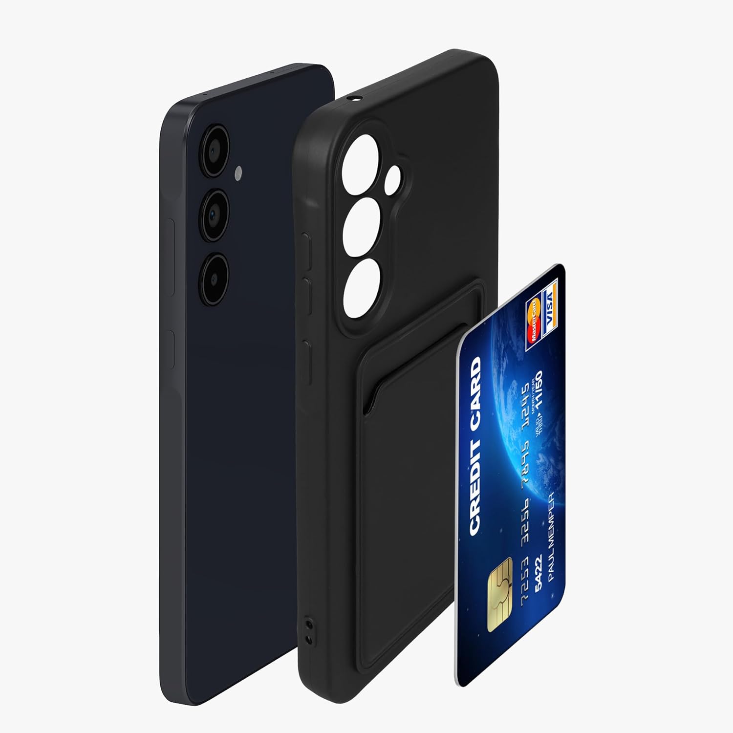 KW Samsung Galaxy A35 5G Θήκη Σιλικόνης TPU με Υποδοχή για Κάρτα - Black