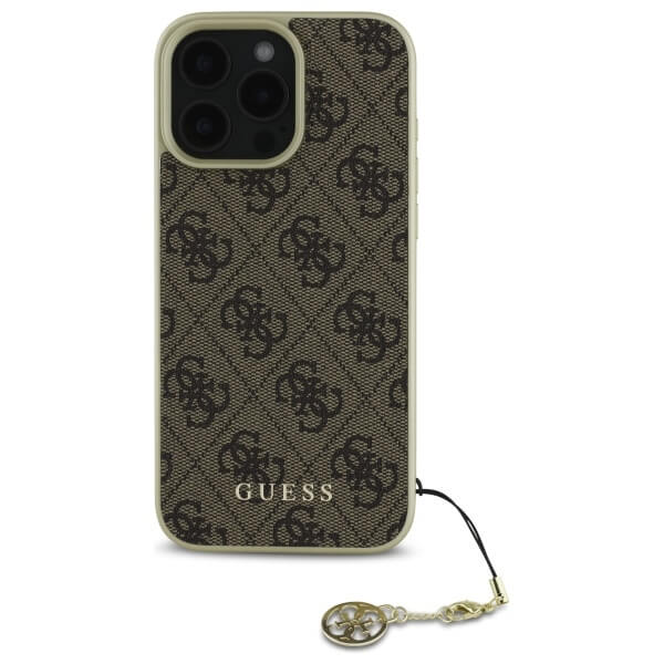 Guess iPhone 16 Pro Max - 4G Charms Collection - Θήκη με Επένδυση Συνθετικού Δέρματος - Brown - GUHCP16XGF4GBR