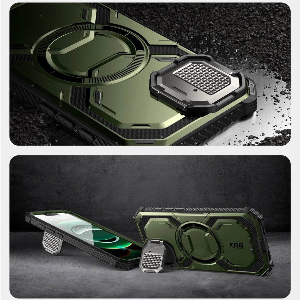 Supcase iPhone 16e Armorbox MagSafe Σκληρή Θήκη με Προστασία Οθόνης και Κάλυμμα Κάμερας / Stand - Green
