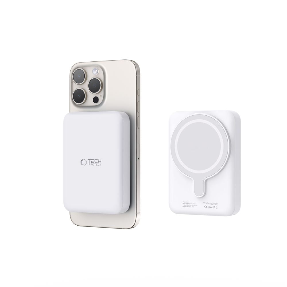 Tech-Protect PB11 Lifemag MagSafe PowerBank Μαγνητικό PowerBank Κινητού 10000 mAh - White