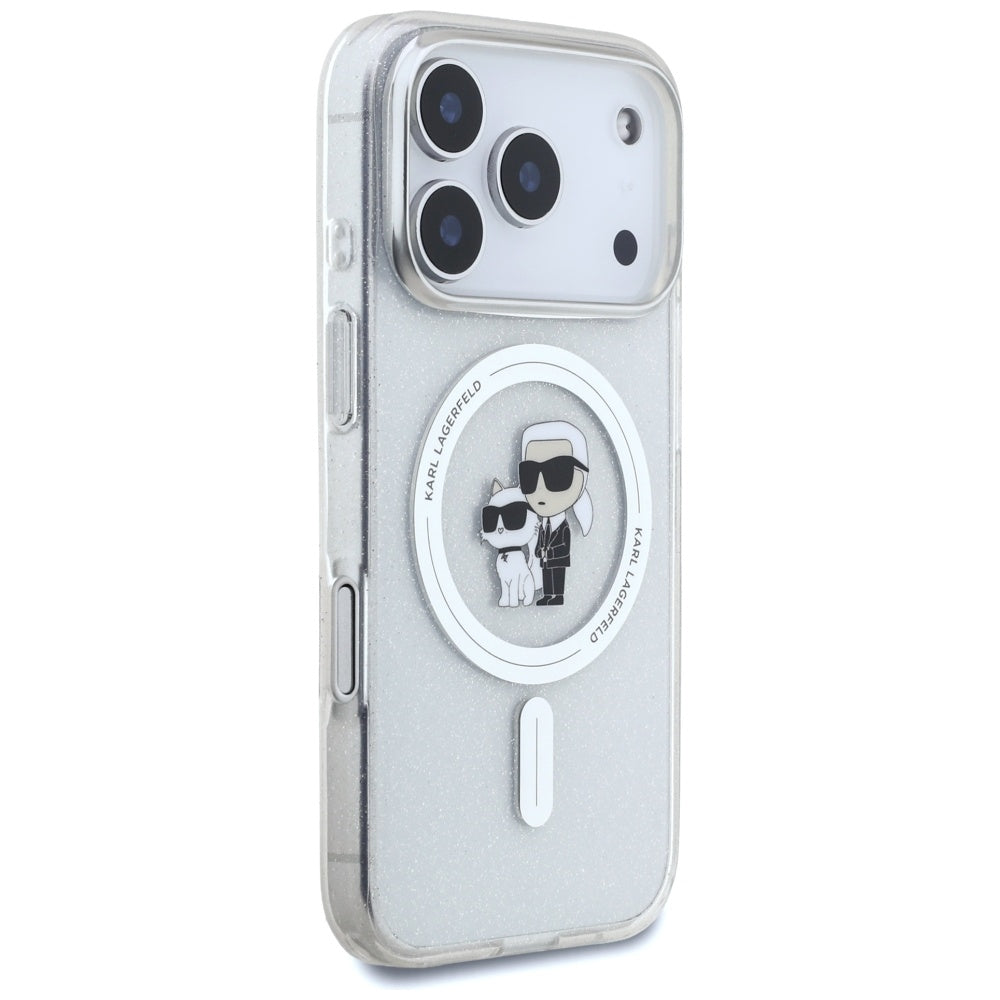 Karl Lagerfeld iPhone 17 Pro - IML Karl Choupette Glitter MagSafe - Σκληρή Θήκη με Πλαίσιο Σιλικόνης - Clear - KLHMP17LHGKCNOT