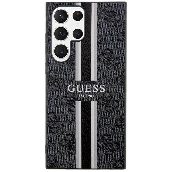 Guess Samsung Galaxy S23 Ultra - 4G Printed Stripe Θήκη με Επένδυση Συνθετικού Δέρματος - Black - GUHCS23LP4RPSK