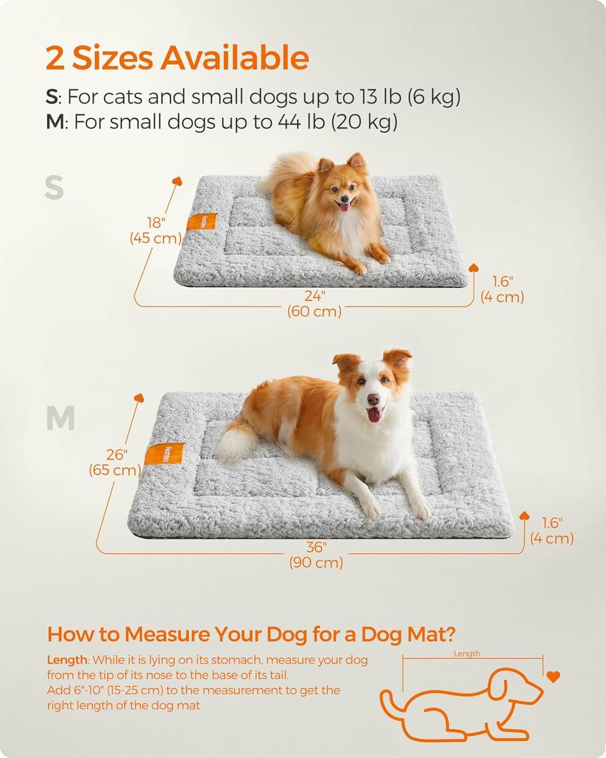 Feandrea Κουβέρτα / Κρεβάτι για Κατοικίδια - 60 x 45 cm - Dove Grey - PPB001G01