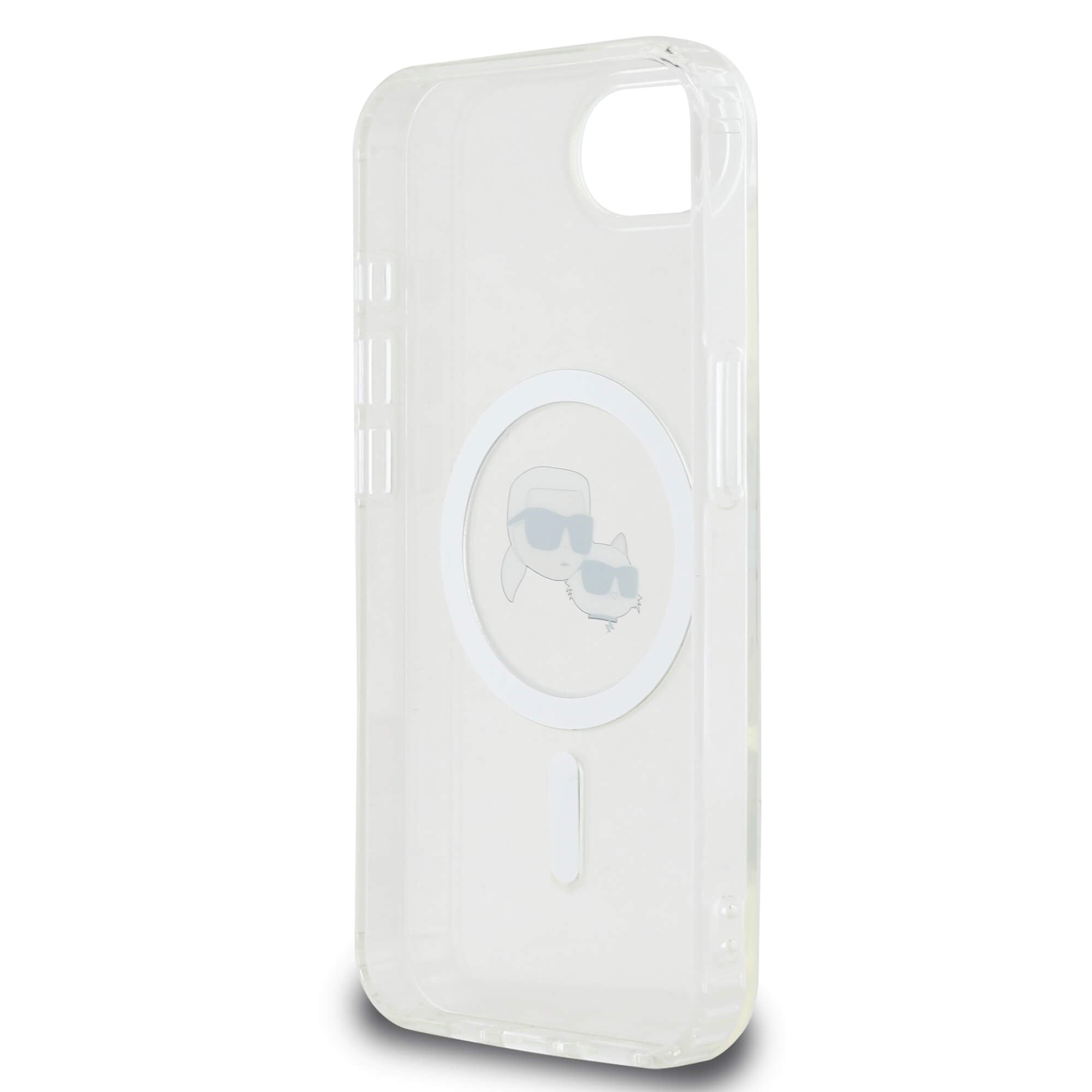 Karl Lagerfeld iPhone 16e - IML Metal Karl and Choupette Heads - MagSafe Σκληρή Θήκη με Πλαίσιο Σιλικόνης - White - KLHMPSE4HLSKCH