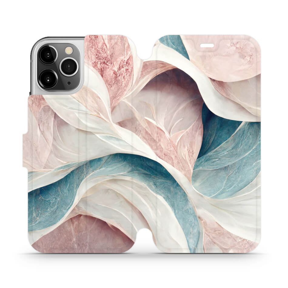 Mobiwear iPhone 12 Pro Θήκη Βιβλίο Slim Flip - Design Pink and Greenish Marble - VP33S