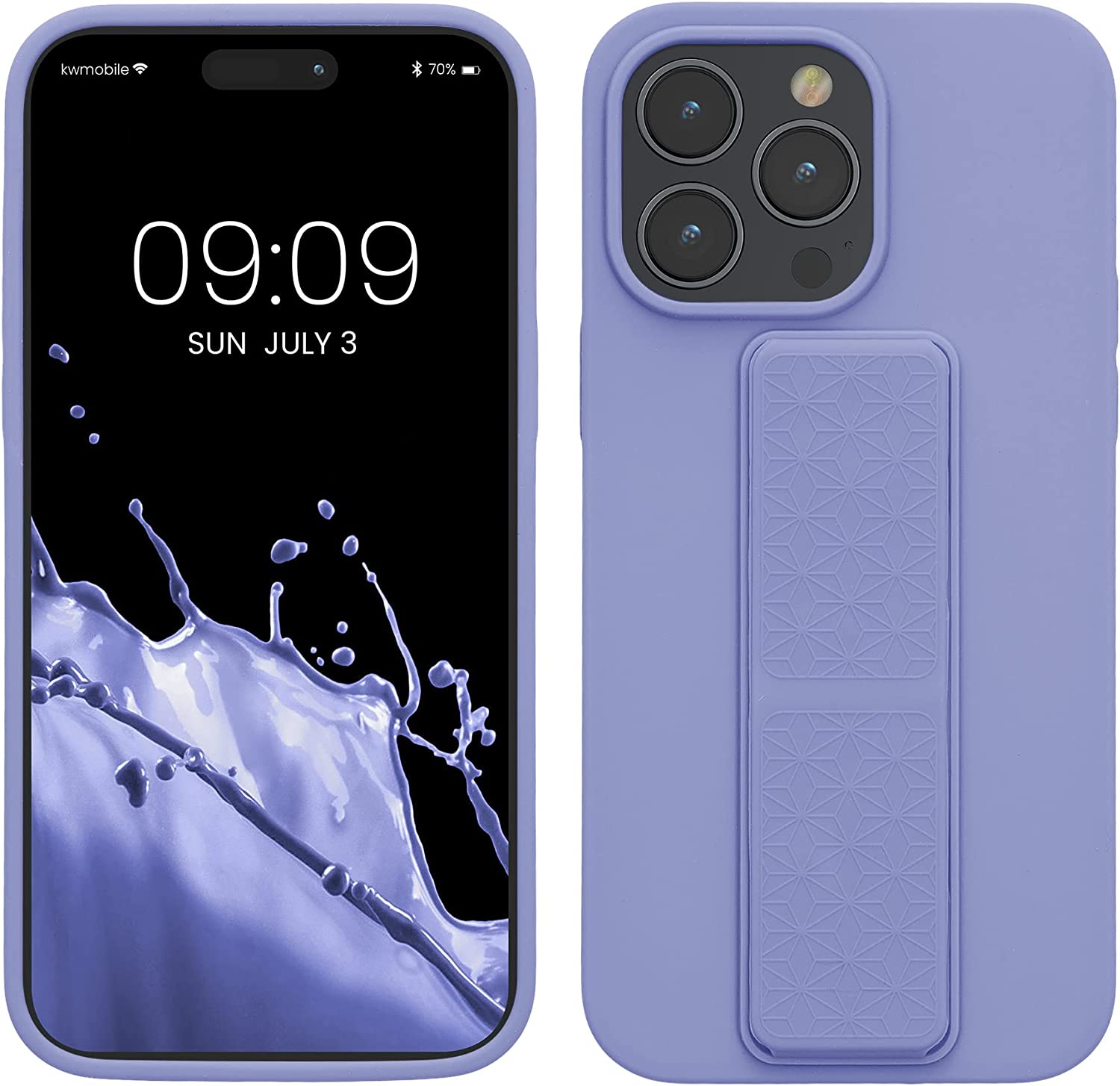 KW iPhone 14 Pro Max Θήκη Σιλικόνης με Finger Holder και Stand - Lavender - 60407.108