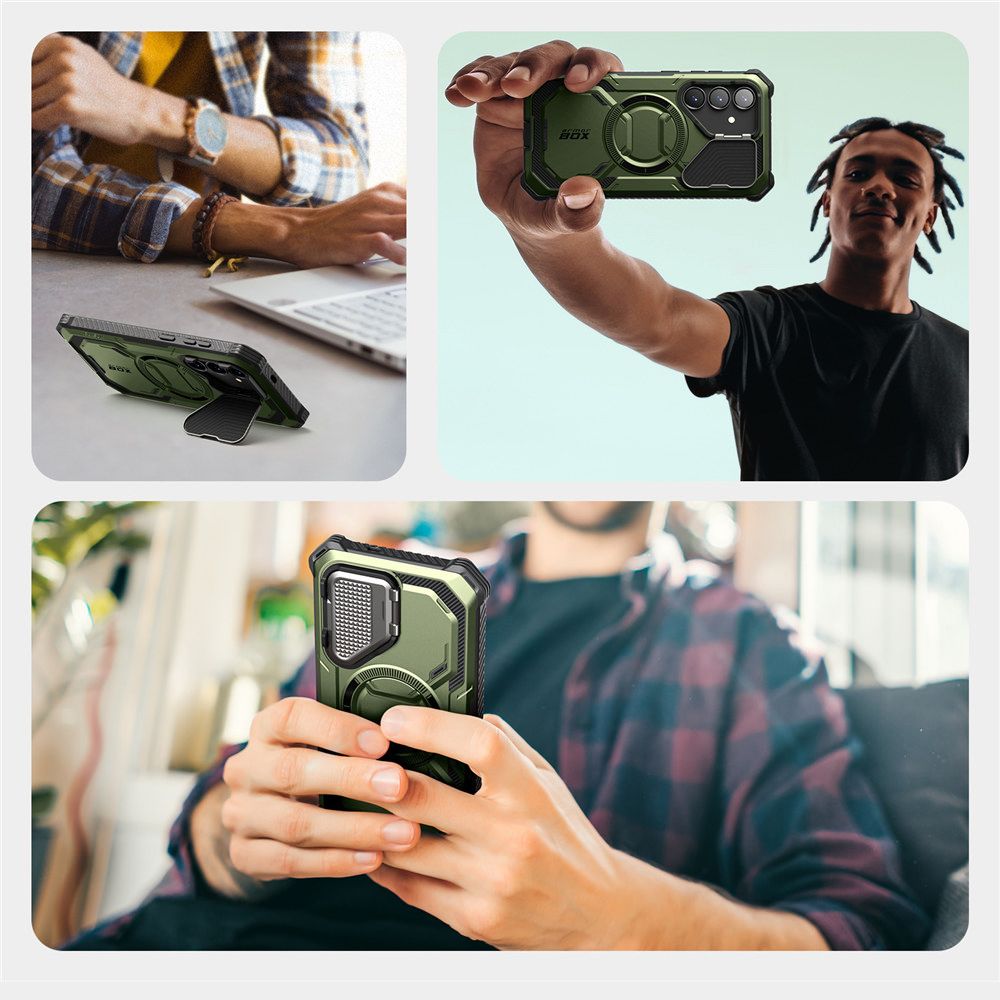 Supcase Samsung Galaxy S25 Armorbox Magsafe Σκληρή Θήκη με Προστασία Οθόνης και Κάλυμμα Κάμερας / Stand - Green