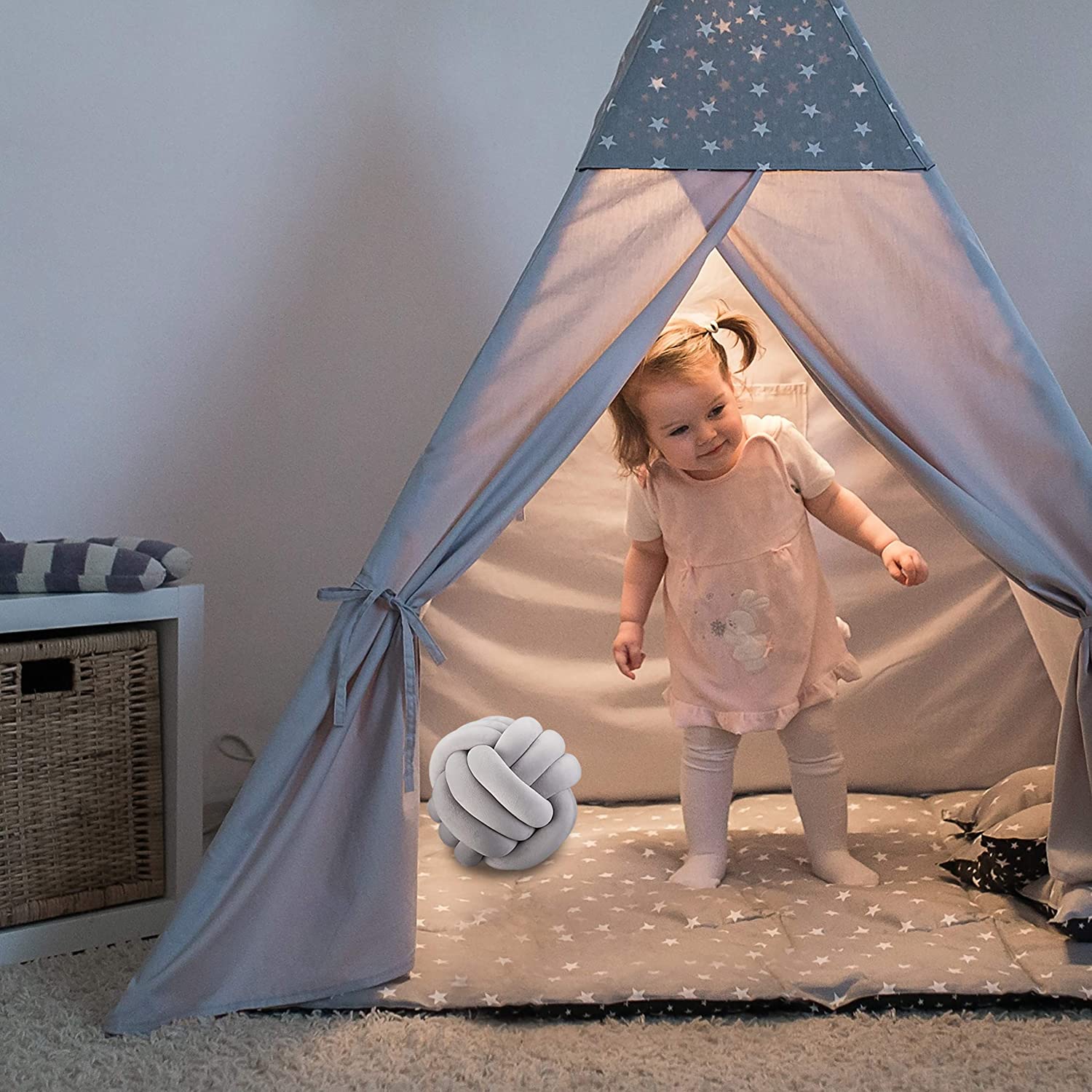 Relaxdays Μαξιλάρι Πλεξούδα - 25cm - Gray - 4052025939038